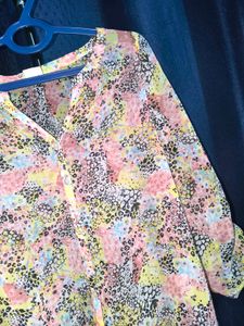 Sheer Floral Print Blouse