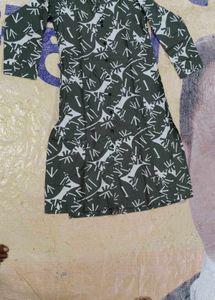 Abstract Print Button-Up Dress