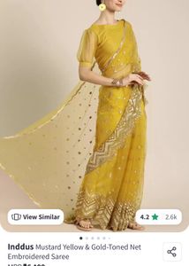Elegant Mustard Net Haldi Saree