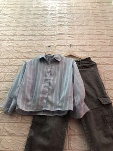 Striped Button-Down Top🍬💗