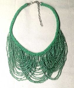 Green and silver Beaded Necklace