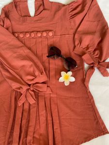 Pleated Sleeve Tie Top