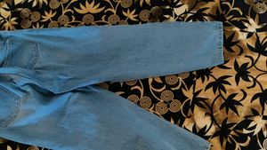 Blue Denim Torn Jeans With Elastic Waist