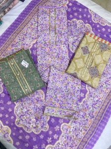 3-cotton Suits,pants With Duppatas Combo Offers