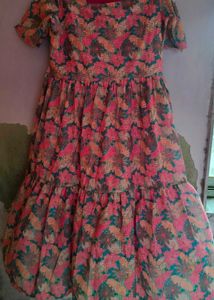 Never Used Floral Print Tiered Dress