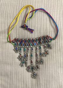 Oxidized Silver Colorful Choker