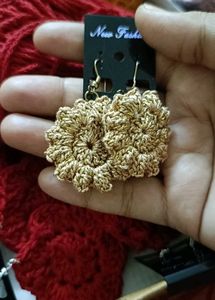 Golden Crochet Daisy Earrings