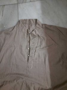 Tan Kurta Of Pure Soft Cotton - Traditional Style