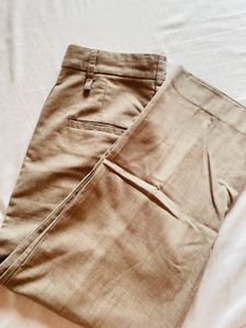 Beige Wide Leg Trousers