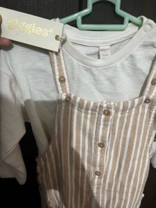 Baby -9-12 Months Stripped Dungarees
