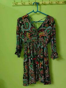 Paisley Print Mini Dress