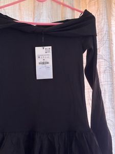 Zara Black Off-the-Shoulder Dress