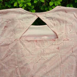 Chic Pink Lace Feather Design Top