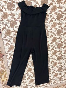 Elegant Black Strapless Jumpsuit with Bow Detail