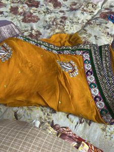 Elegant Gold Saree with Embellishments
