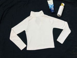 Ribbed White Collar Crop Top