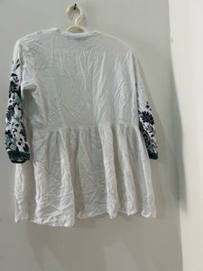 White Floral Printed Aline Top