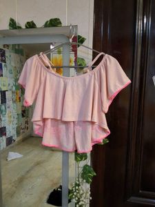 Pink Embroidered Crop Top