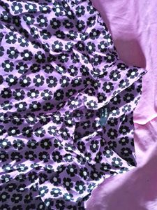 Flower Printed Purple Shirt , Cropped