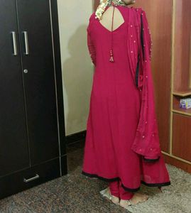 Red Anarkali Embroidered Suit Set
