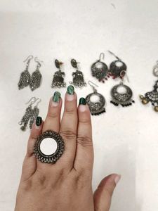 7 Pairs of Earrings & 1 Ring - Mixed