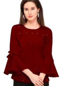 Maroon Bell Sleeve Top