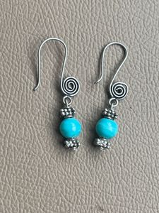 Turquoise &amp; Silver Leaf Earrings