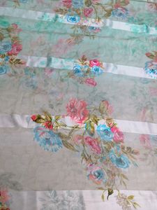 🌸Soft Satin Floral Saree - Gently Used