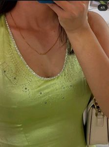 Green Satin Maxi Dress