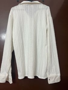 Textured White Button-Down
