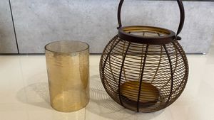 Candle Lantern Hanging Pair - Metal
