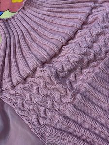 Pink Knit Sweater with Sheer Sleeves