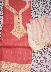 Red &amp; Beige Dress Material