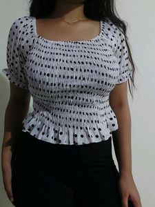 Polka dot White And Black Top
