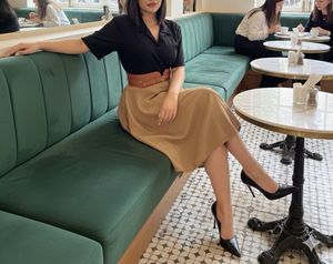 Belted Button-Down Skirt