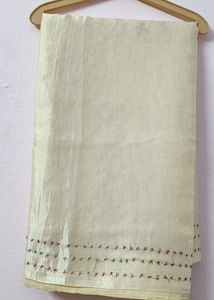 Beautiful Half-White Fancy Saree With Falls.