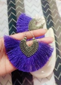 Purple And Black Tassel Earrings