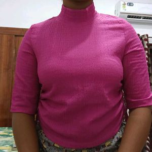 Pink Mock Neck Top