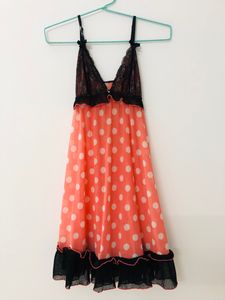 Pink Colour Polka Dot fancy night dress for M size
