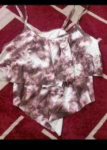 Tie-Dye Ruffle Crop Top