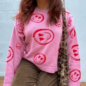 Pink Smiley Face Sweater