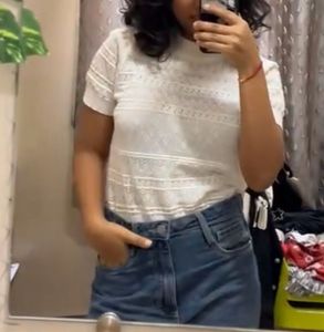 White Lace Knit Top