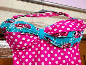 Retro Polka Dot Swim Top