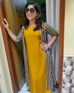 Elegant Yellow Kurta with Shrug