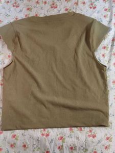 Nuon Beige/khaki Crop Top