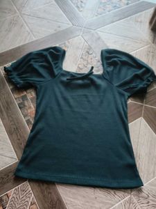 Green Puff Sleeve Top