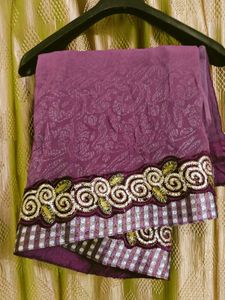 Purple Indian Sari with Embroidery