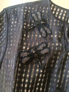 H&amp;M Dragon Fly Beaded Organza Top