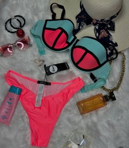 Boohoo Colorblock Bikini Set