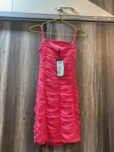 Hot Pink Ruched Mini Dress